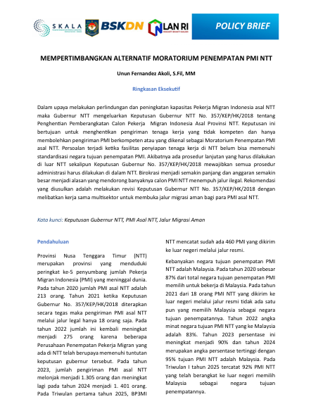 MEMPERTIMBANGKAN ALTERNATIF MORATORIUM PENEMPATAN PMI NTT